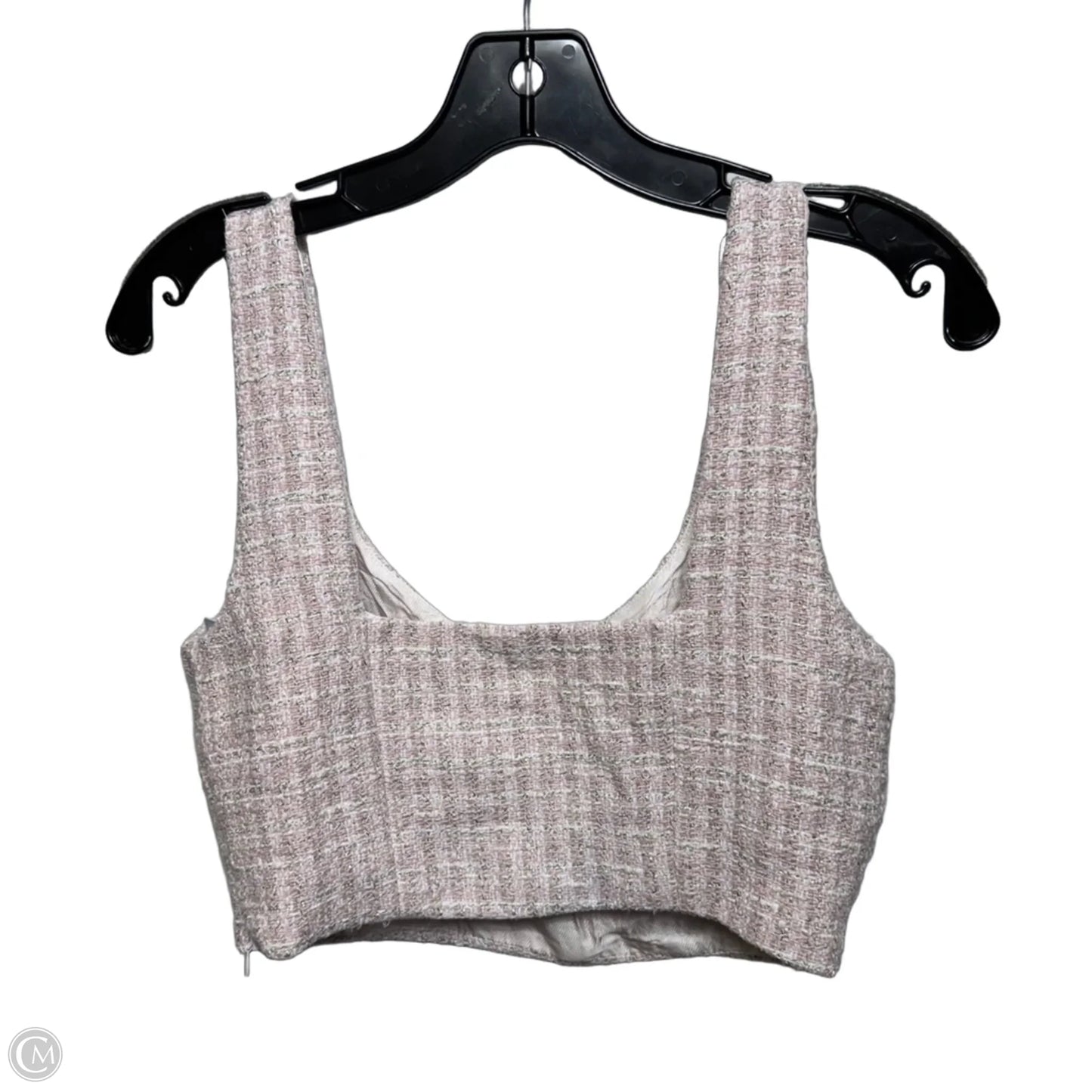 Tweed Crop Top Sleeveless By Zara In Pink, Size: M
