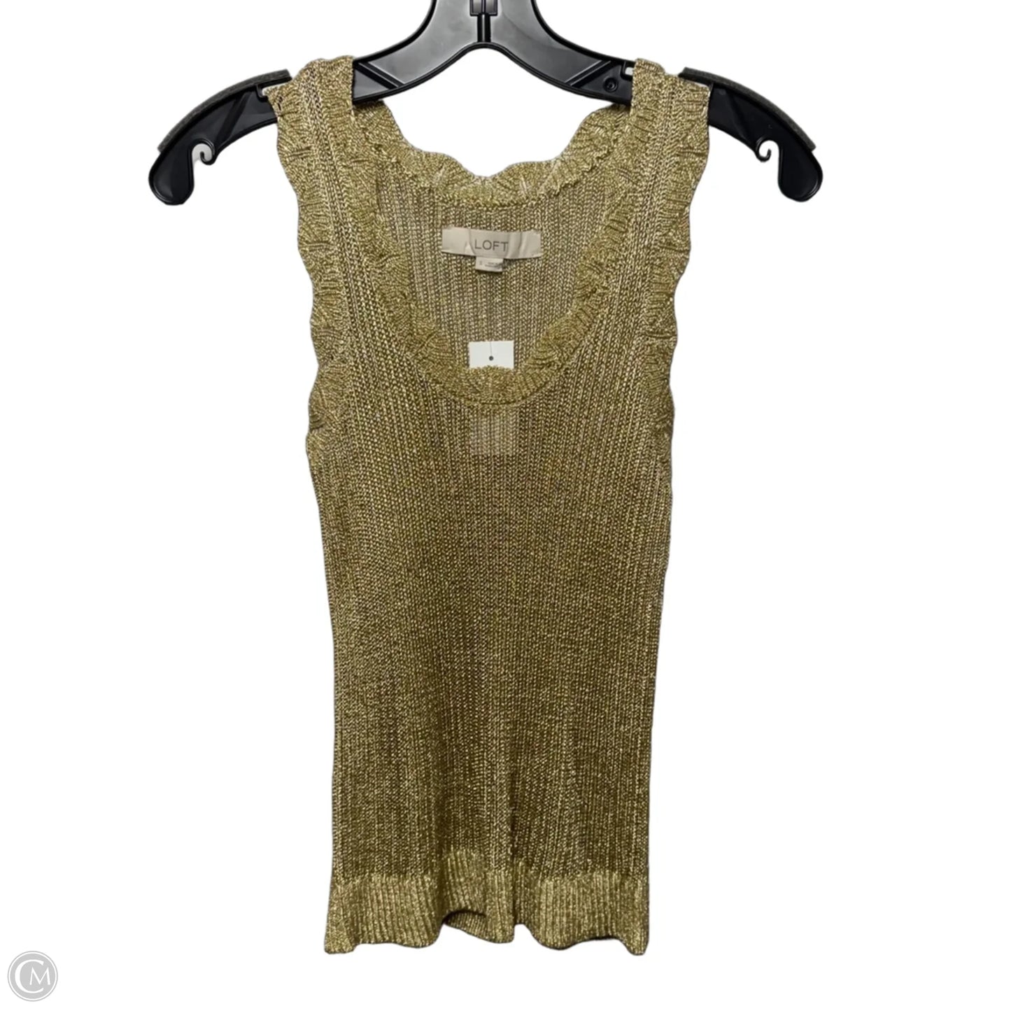 Metallic Knit Top Sleeveless By Loft In Gold, Size: S