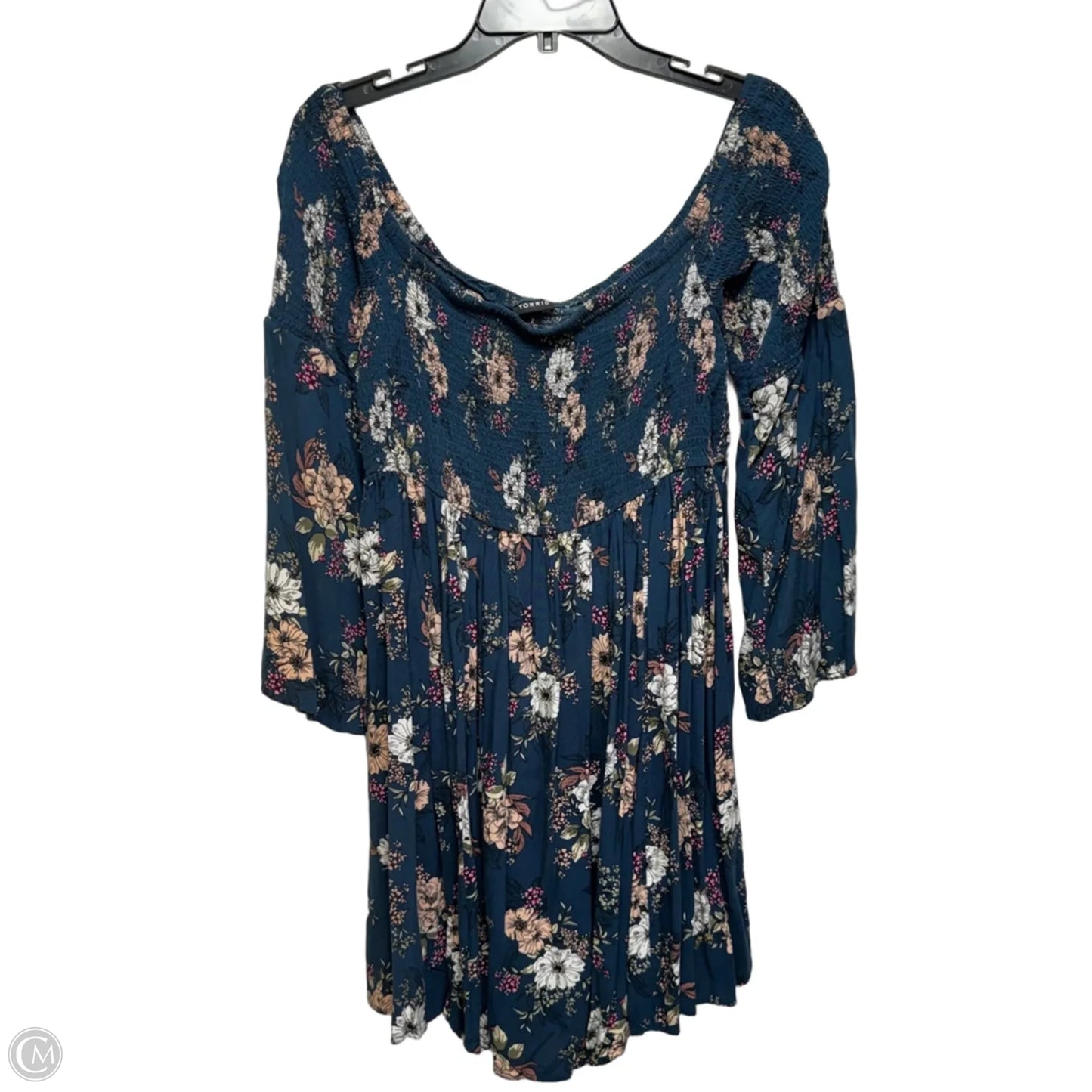 Smocked Bust Off Shoulder Dress Casual Short By Torrid In Floral Print, Size: 2x