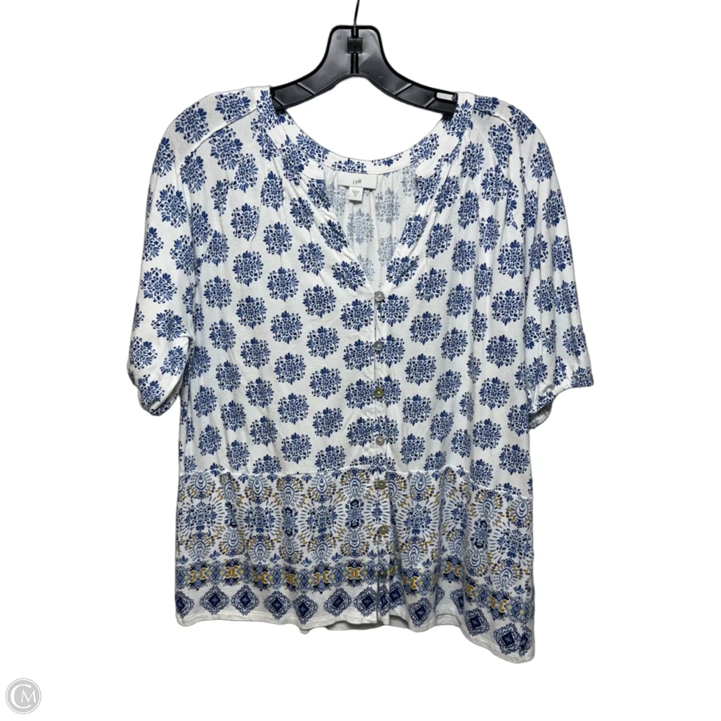 Top Short Sleeve By J. Jill In Blue & White, Size: M