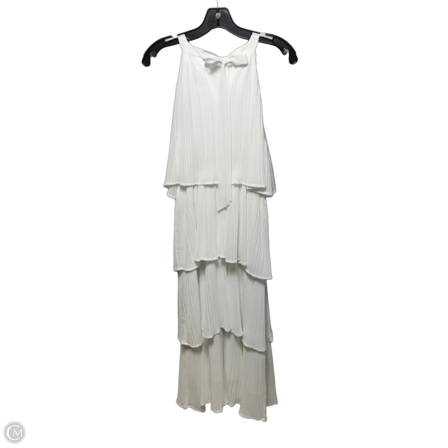 Tiered Plissé Maxi Dress In White, Size: S