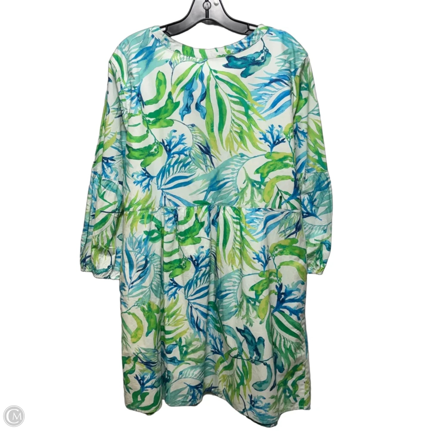 Embroidered Collar Dress Casual Short By Tommy Bahama In Blue & Green, Size: Xl