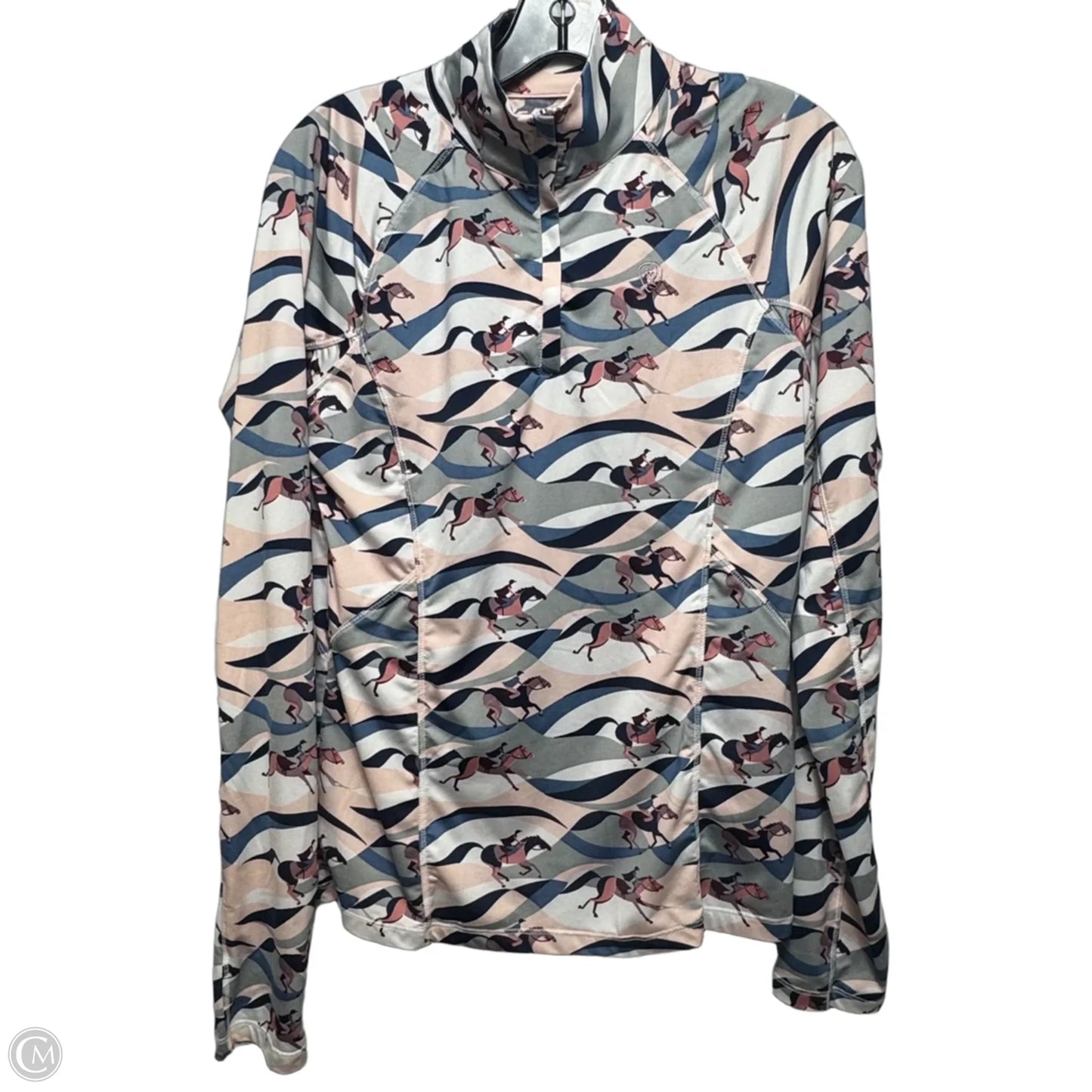 Athletic Top Long Sleeve Collar By Ariat In Animal Print, Size: M
