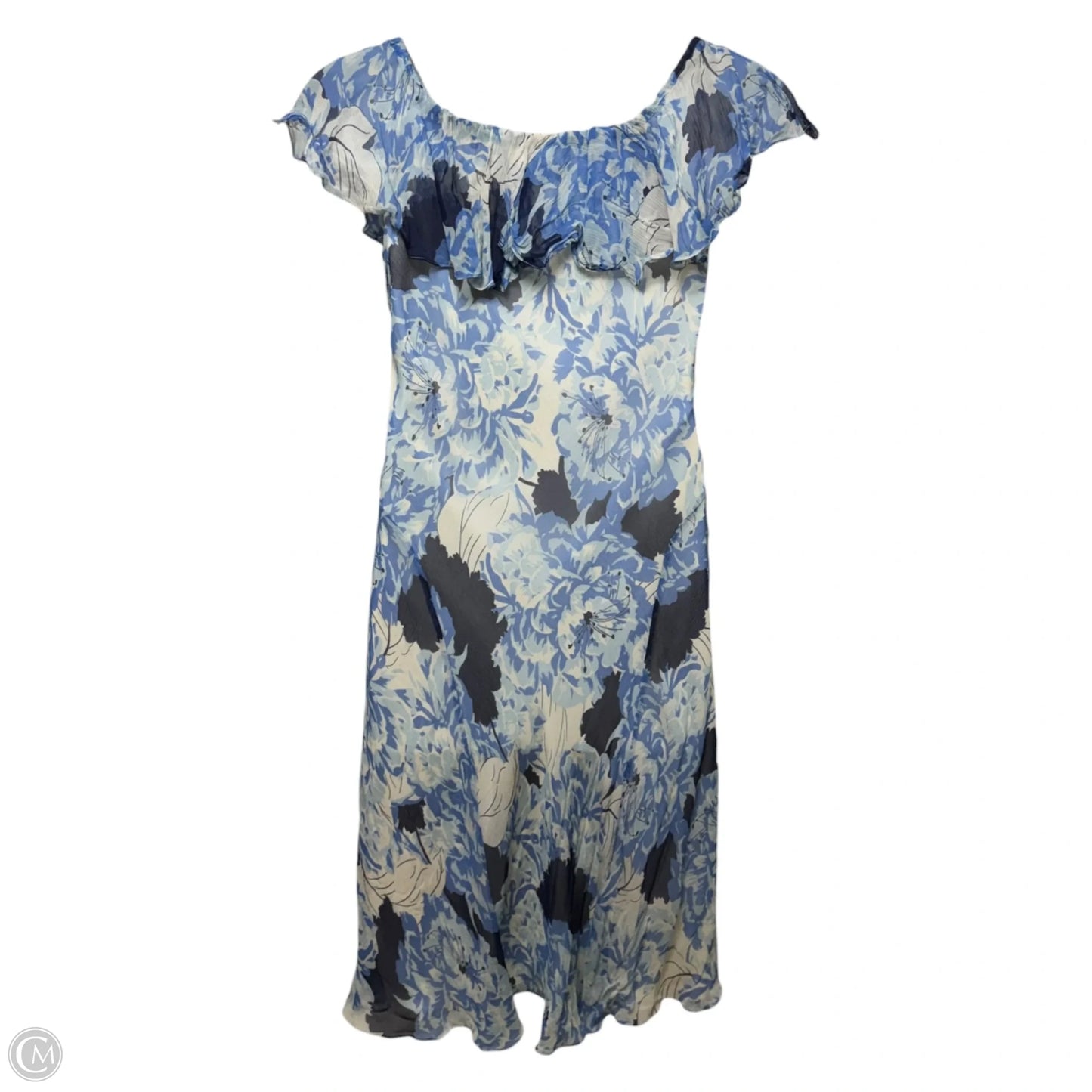 Dress Casual Midi By Polo Ralph Lauren In Blue & Cream, Size: 12