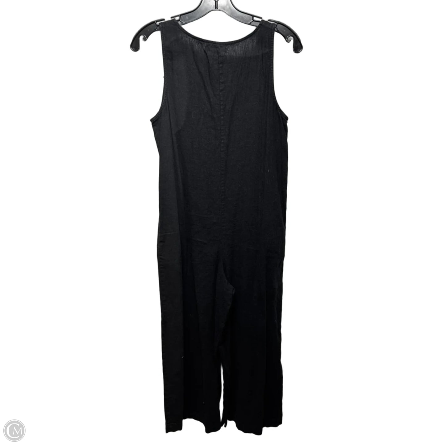 Linen Blend Wide Cropped Leg Jumpsuit By Treasure And Bond In Black, Size: S