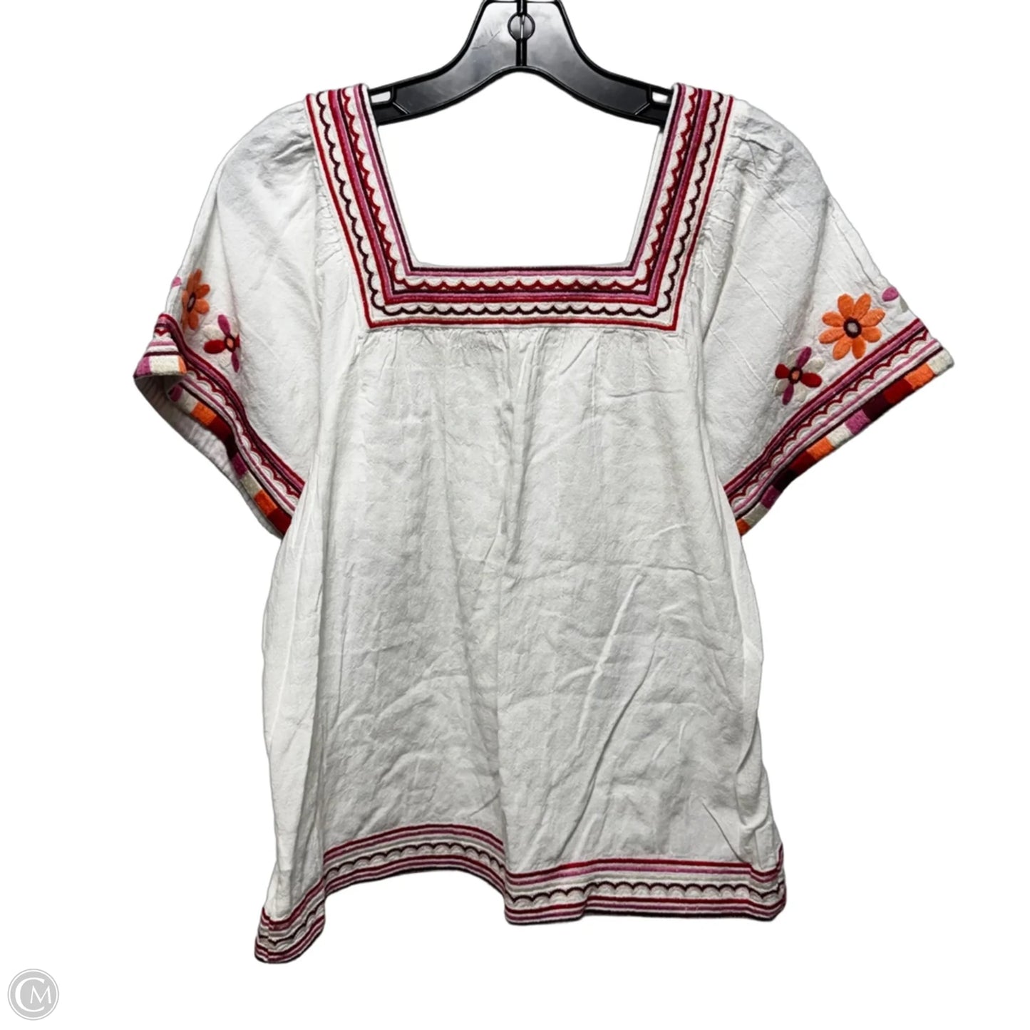 Embroidered Top Short Sleeve By Madewell In White, Size: S