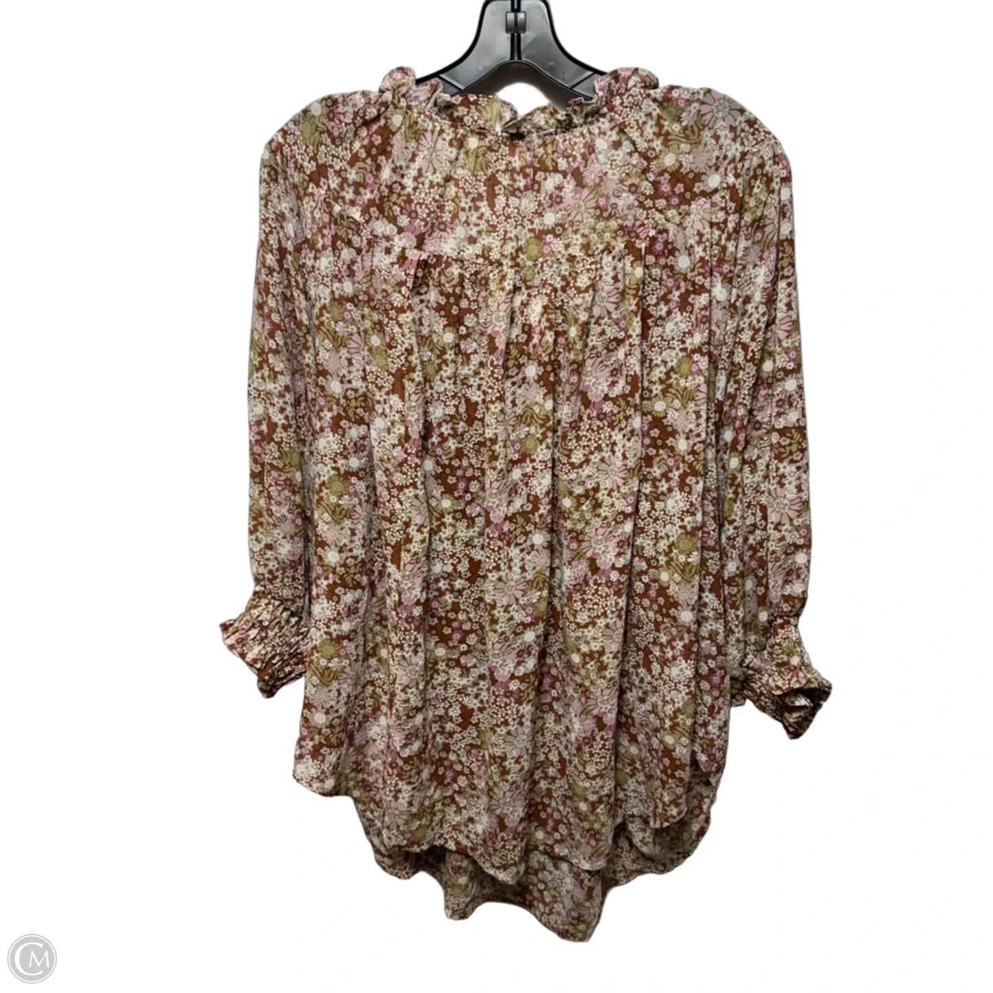 Top 3/4 Sleeve By Easel In Floral Print, Size: L