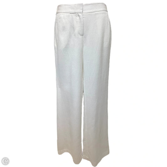 Wide Leg Crinkle Crepe Trousers Designer By Halston Heritage In Cream, Size: 6