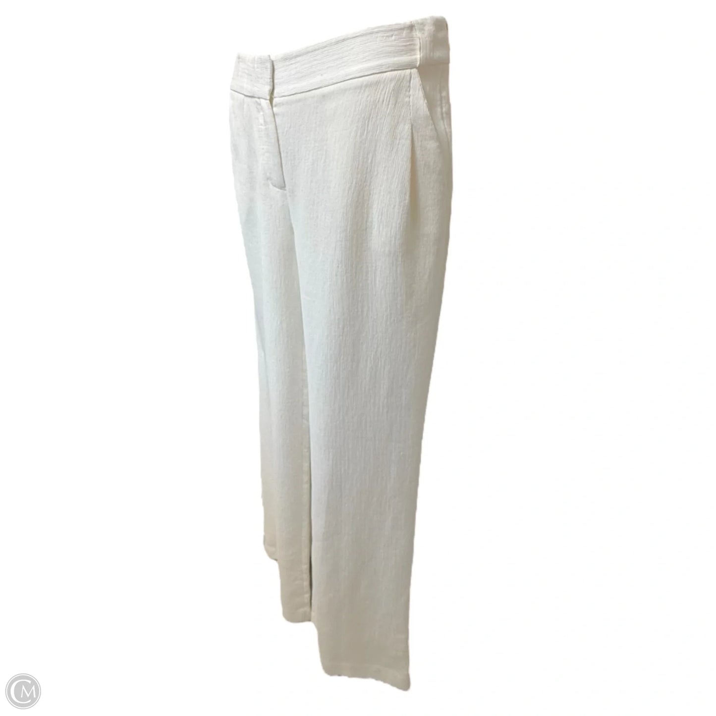 Wide Leg Crinkle Crepe Trousers Designer By Halston Heritage In Cream, Size: 6