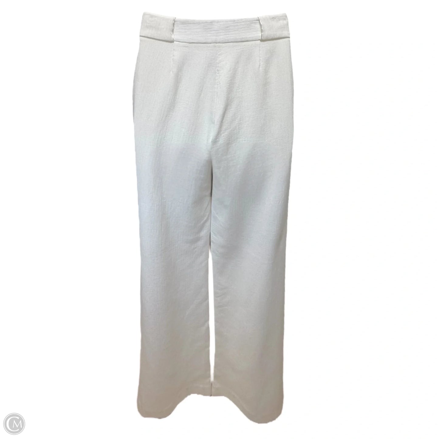 Wide Leg Crinkle Crepe Trousers Designer By Halston Heritage In Cream, Size: 6