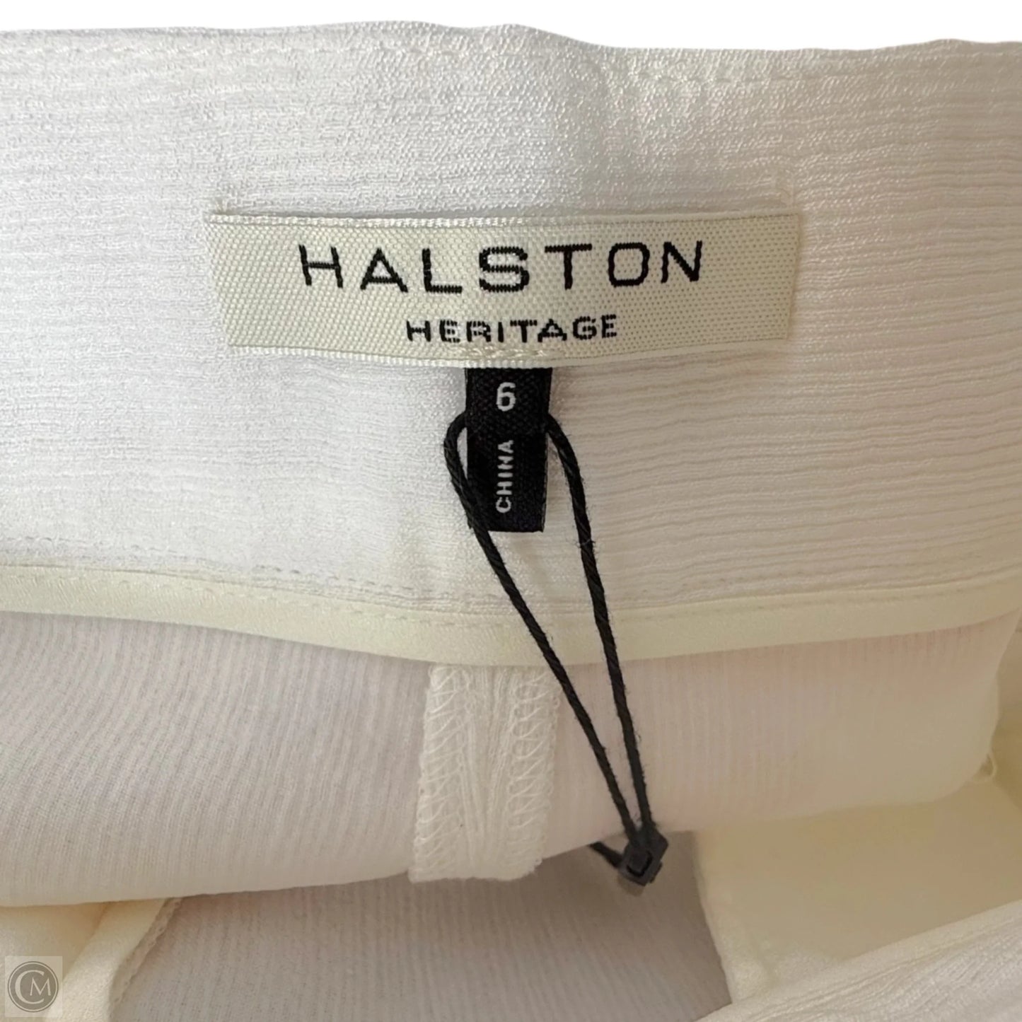 Wide Leg Crinkle Crepe Trousers Designer By Halston Heritage In Cream, Size: 6