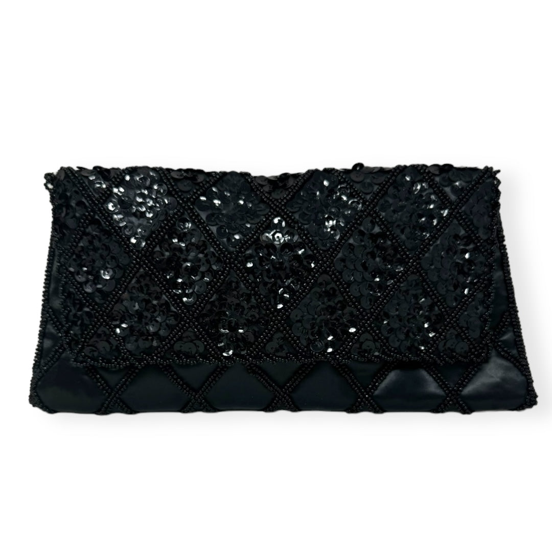 Small Black Sequin Beaded Clutch  Size: Small