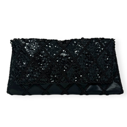 Small Black Sequin Beaded Clutch  Size: Small