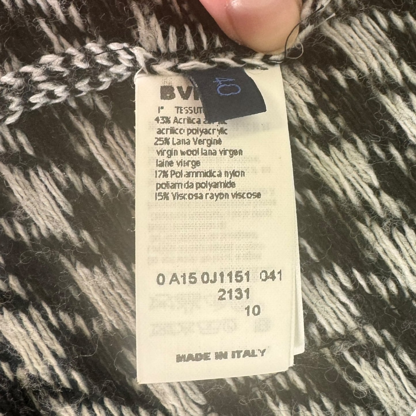 Faux Leather Trim Herringbone Sweater By Blue In Black & White, Size: 8