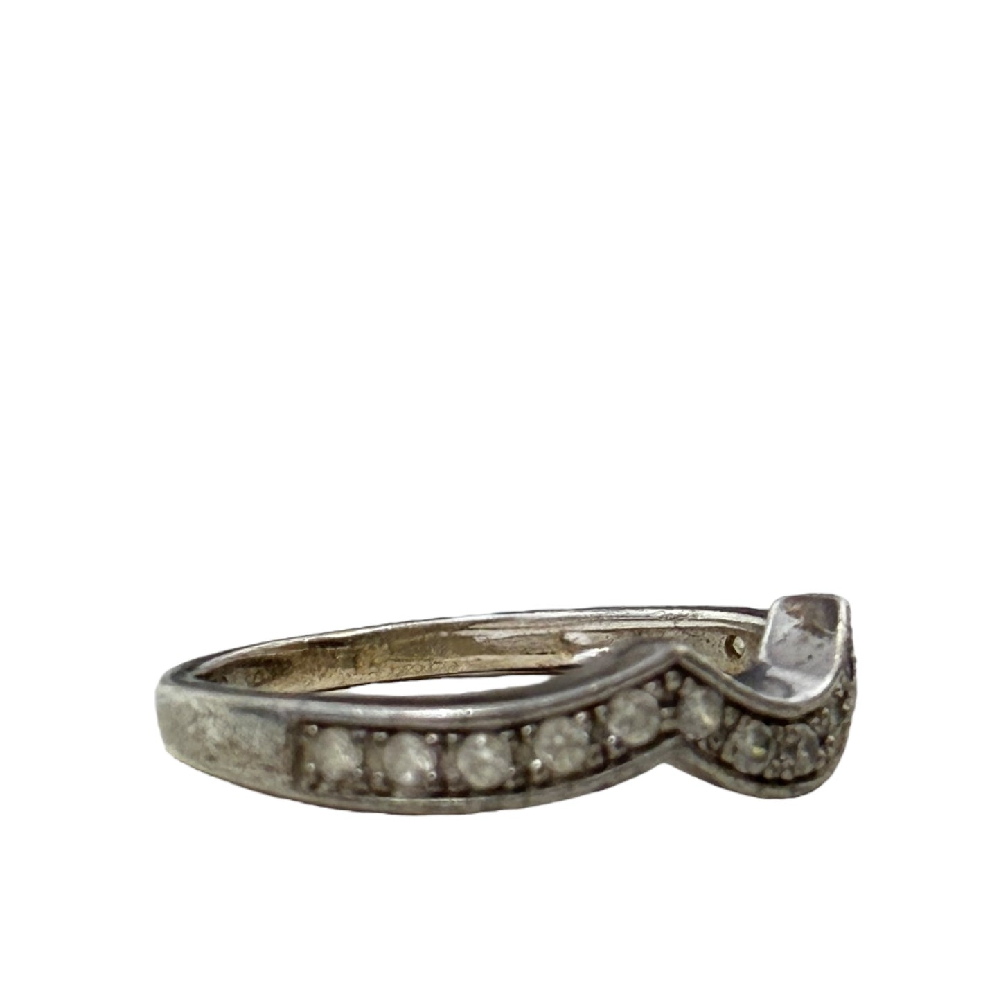 CZ & Sterling Silver Guard Band Ring By Unbranded