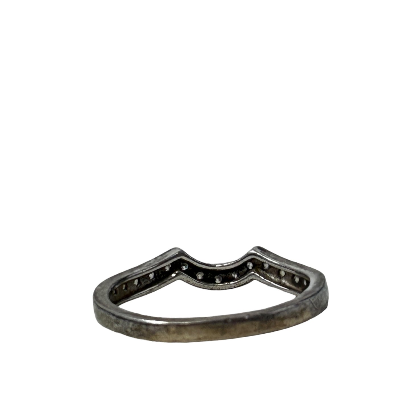 CZ & Sterling Silver Guard Band Ring By Unbranded