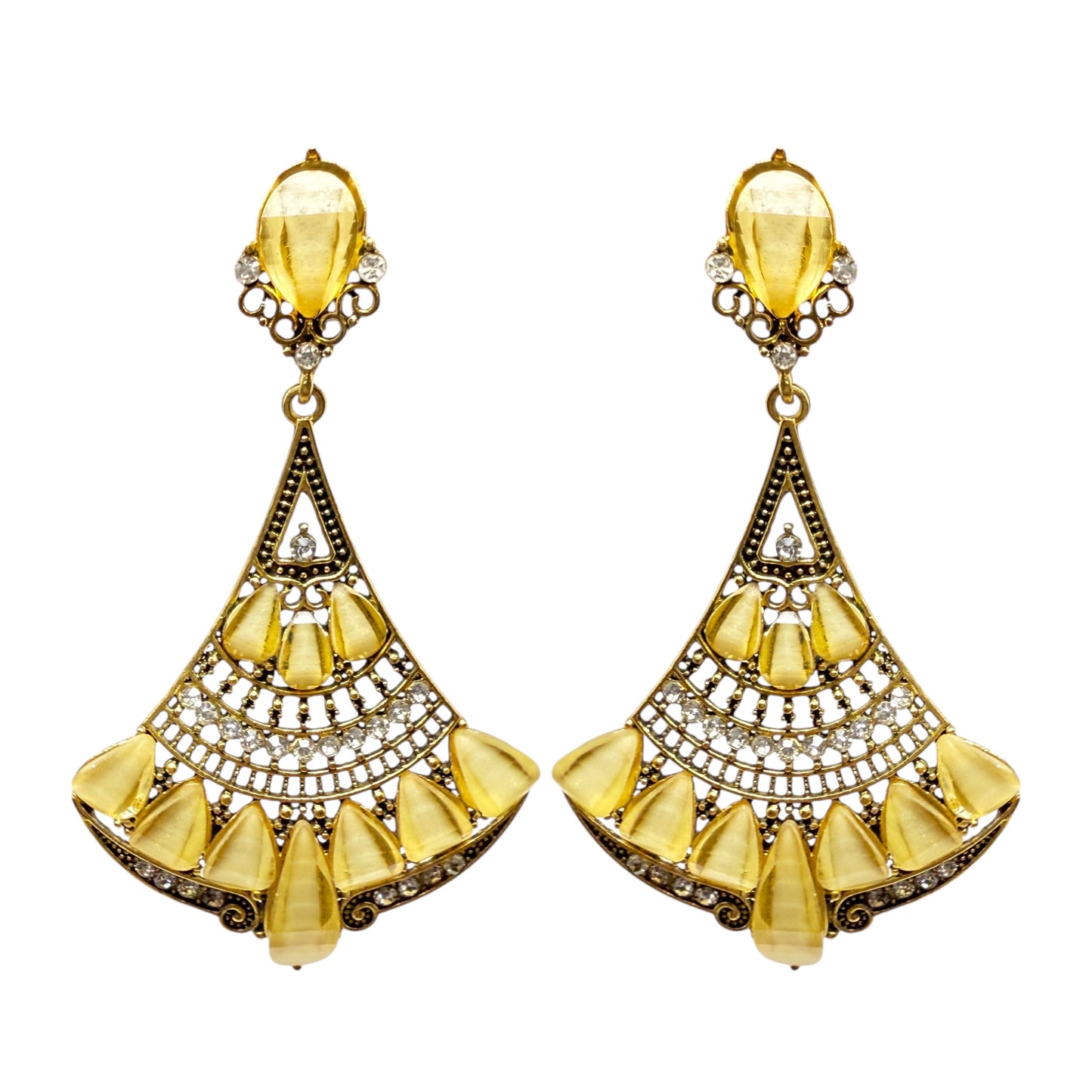 Yellow Statement Earrings Dangle/drop By Unbranded