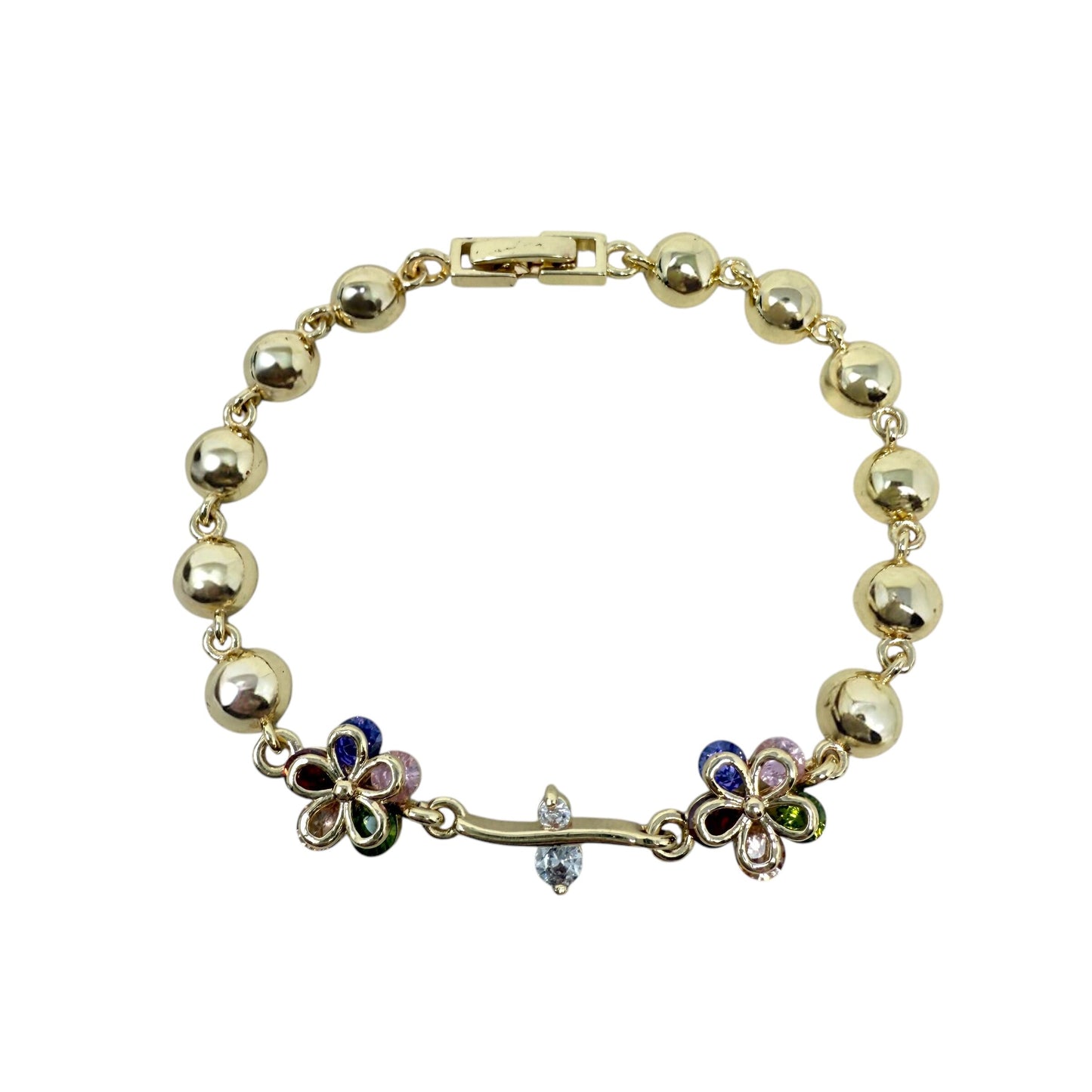 Multicolor Flower Charm Bracelet By Unbranded