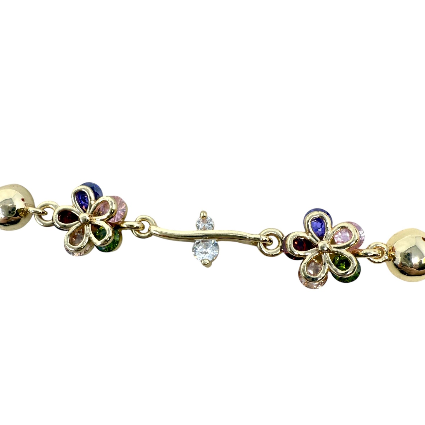 Multicolor Flower Charm Bracelet By Unbranded