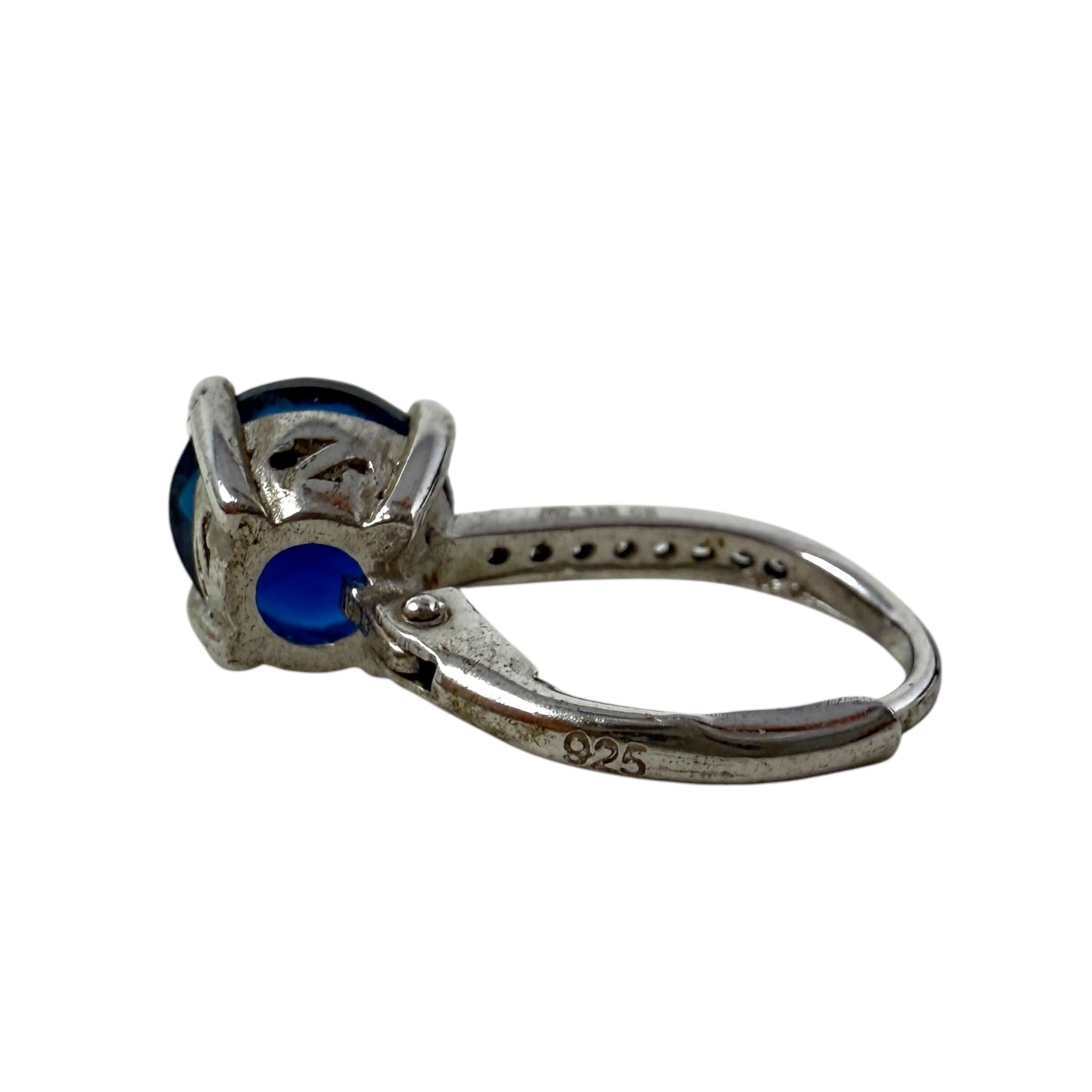 Lab Created Sapphire Solitaire & Sterling Silver Hoop By Unbranded