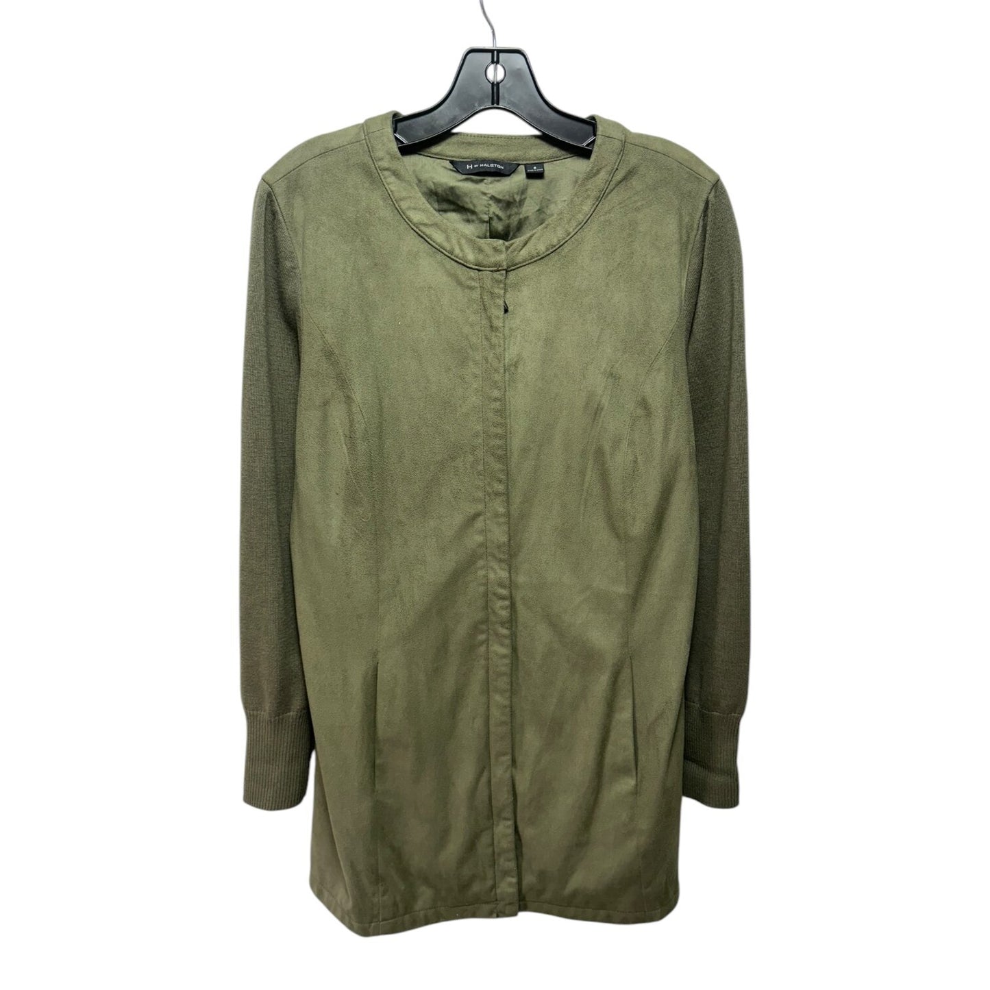 Faux Suede Knit Sleeve Jacket Designer By Halston Size: 8