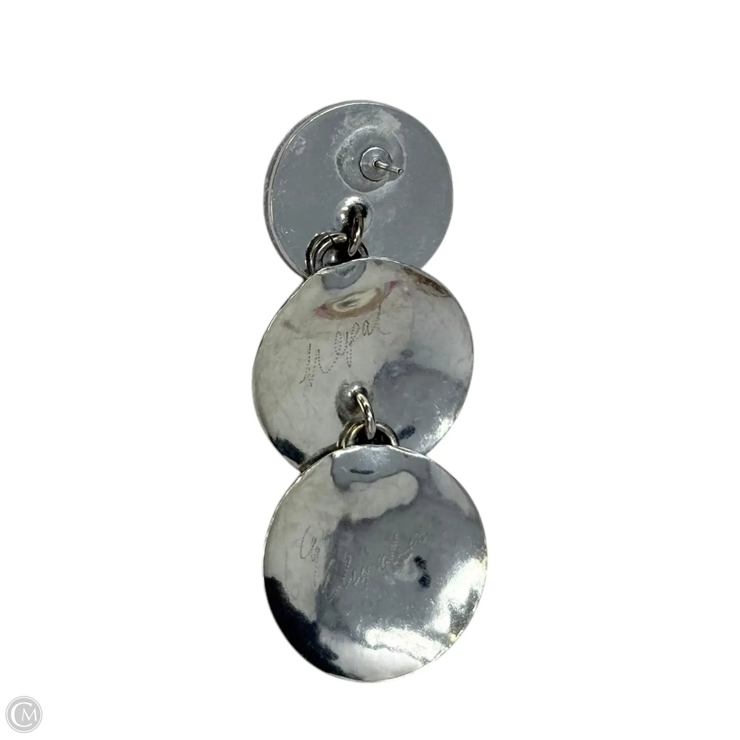Silver Drop Earrings With Blue Stone By Signed Nepal Elizabeth
