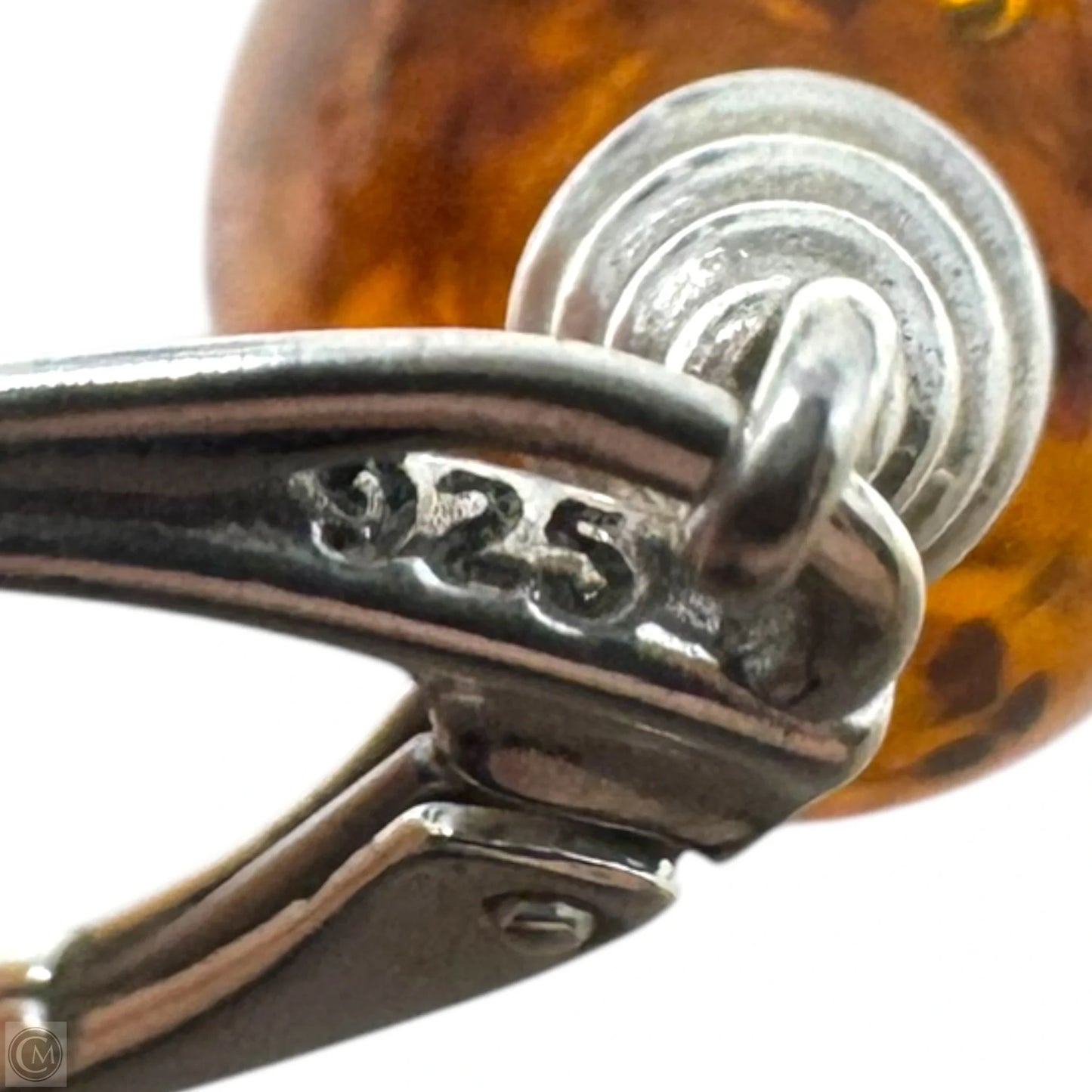 Amber & Sterling Silver Teardrop Earrings