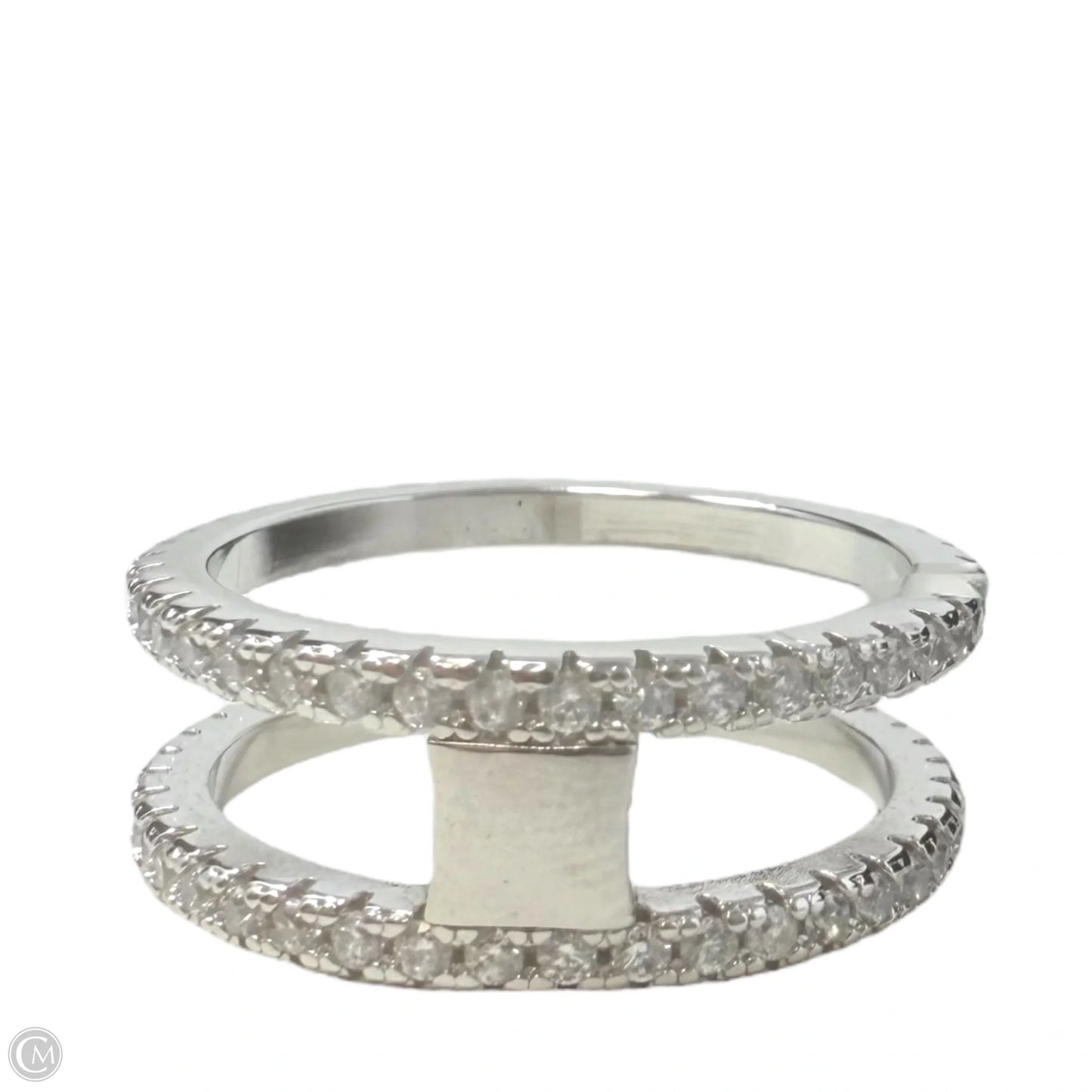 Sterling Silver 925 Silver Cubic Zirconia Double Layer Ring By Unbranded, Size: 7