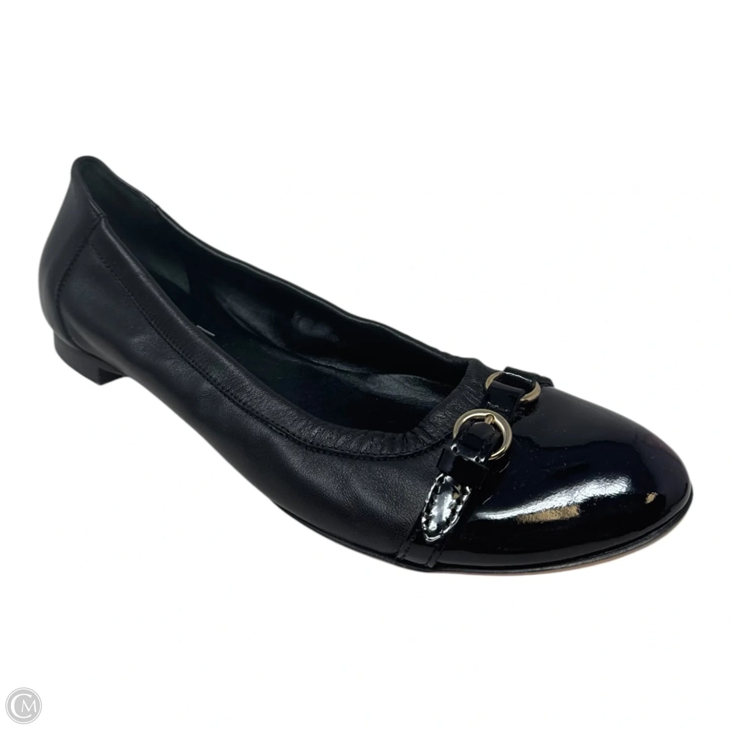 Monika Patent Cap Toe Shoes Flats By Agl In Black, Size: 12