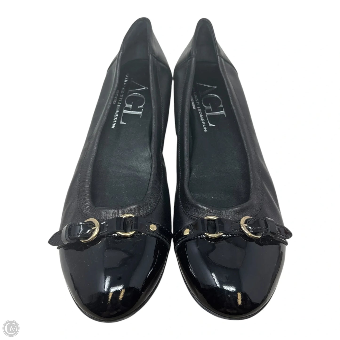 Monika Patent Cap Toe Shoes Flats By Agl In Black, Size: 12