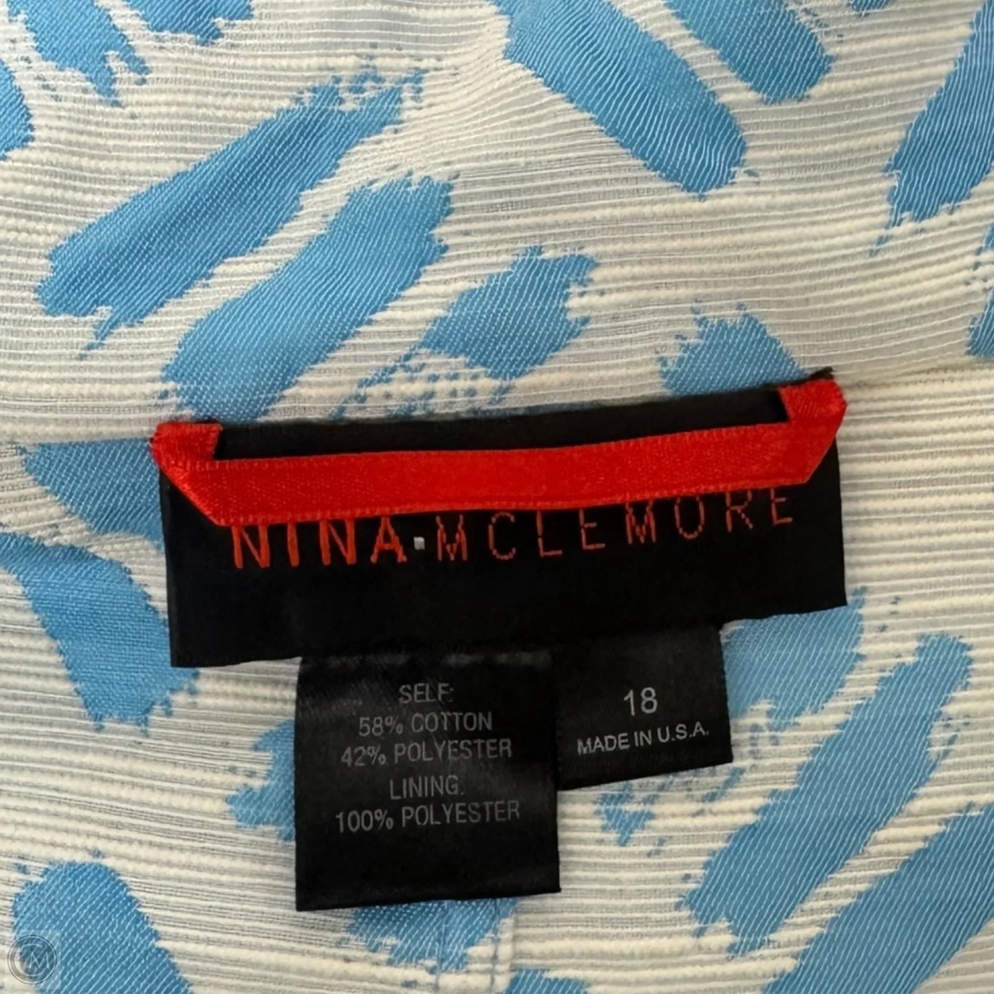 Jacquard Suzanne Blazer By Nina Mclemore In Blue & White, Size: 18