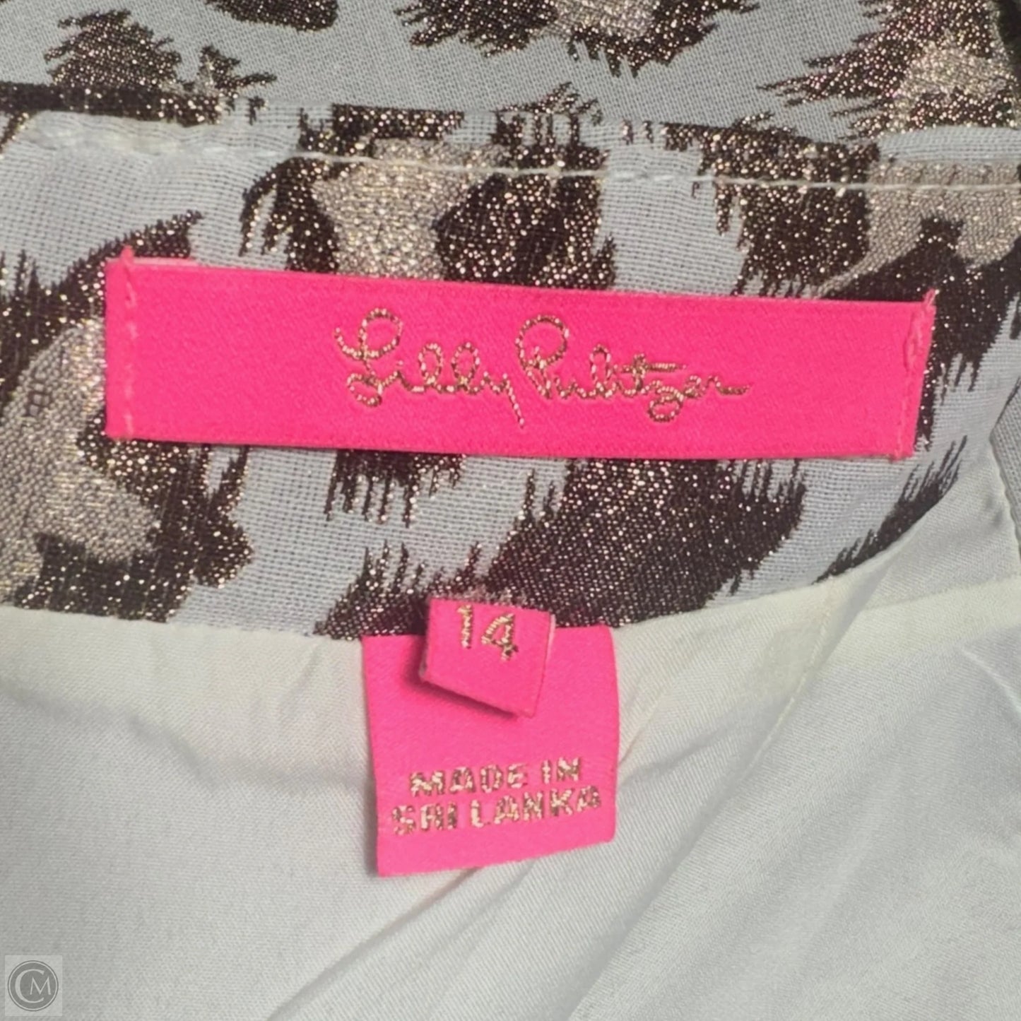Adler Skirt Designer By Lilly Pulitzer In Gold Metallic Leopard Jacquard, Size: 14