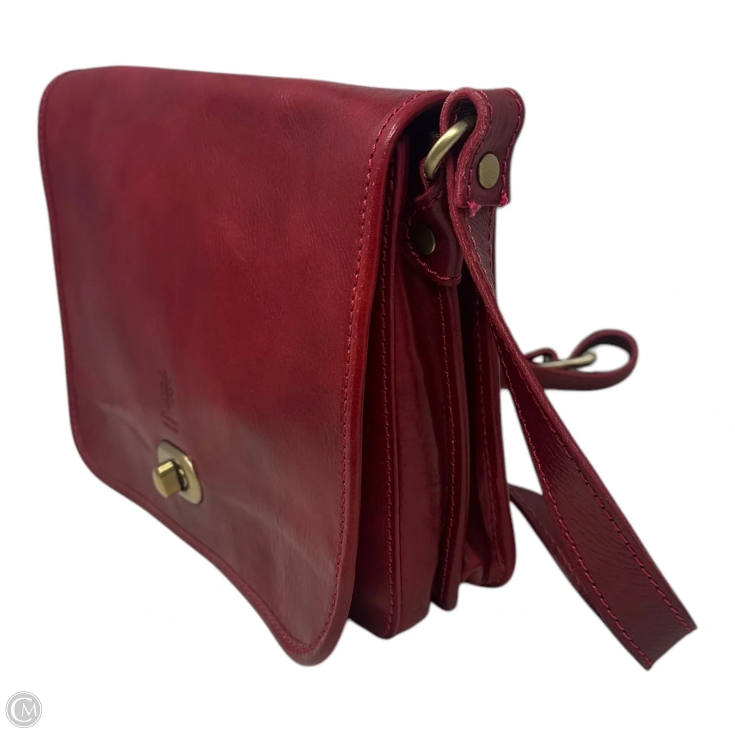 Italian Leather Crossbody Handbag By Florence, Size: Medium