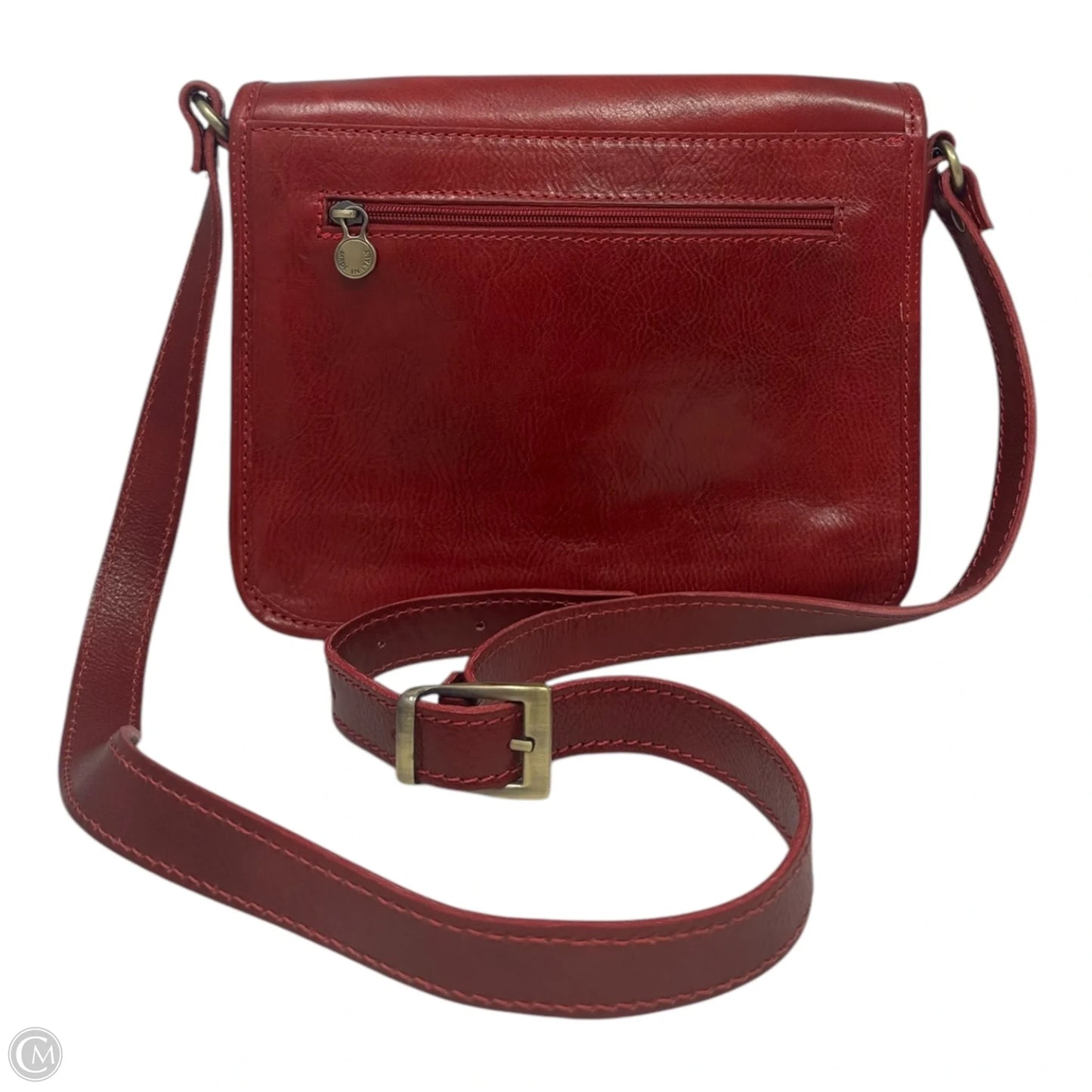 Italian Leather Crossbody Handbag By Florence, Size: Medium
