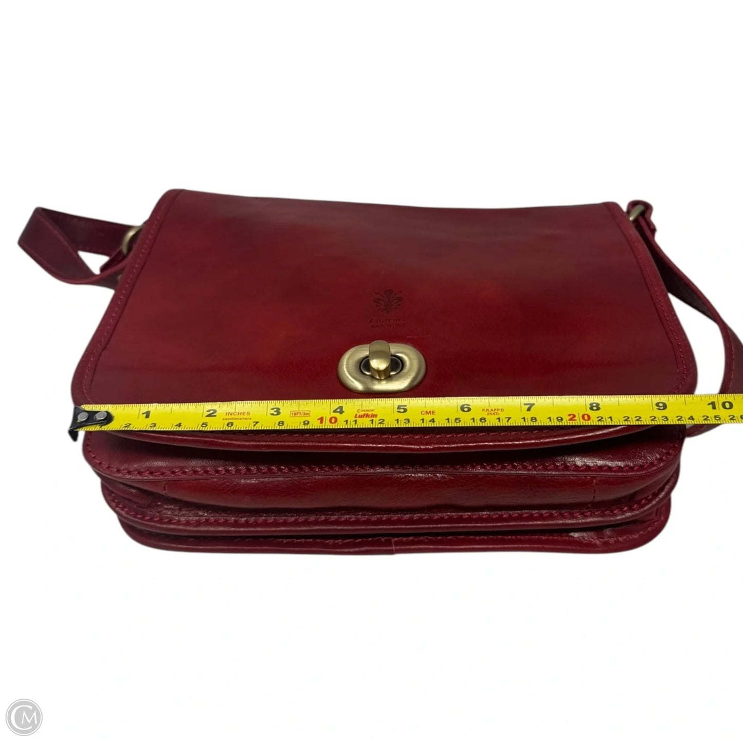 Italian Leather Crossbody Handbag By Florence, Size: Medium