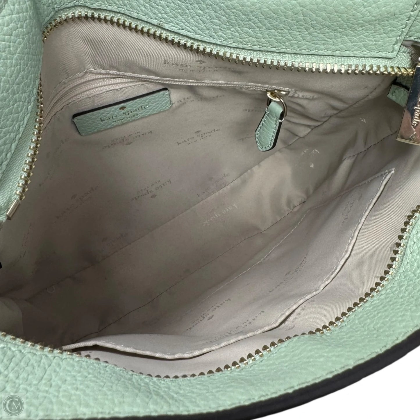Leila Top Zip Crossbody Designer By Kate Spade In Seawater Pebbled Leather, Size: Medium