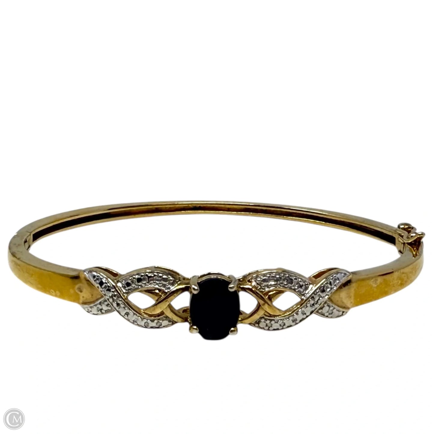 Diamond & Sapphire Vermeil Hinged Bangle Bracelet By Cmc