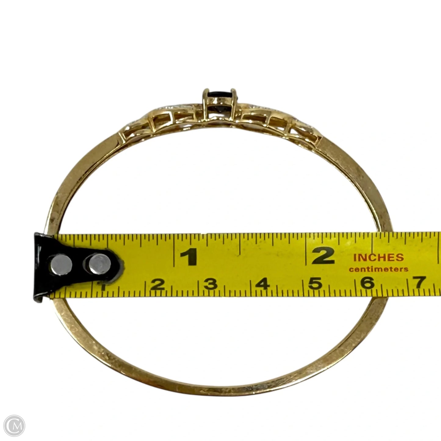 Diamond & Sapphire Vermeil Hinged Bangle Bracelet By Cmc