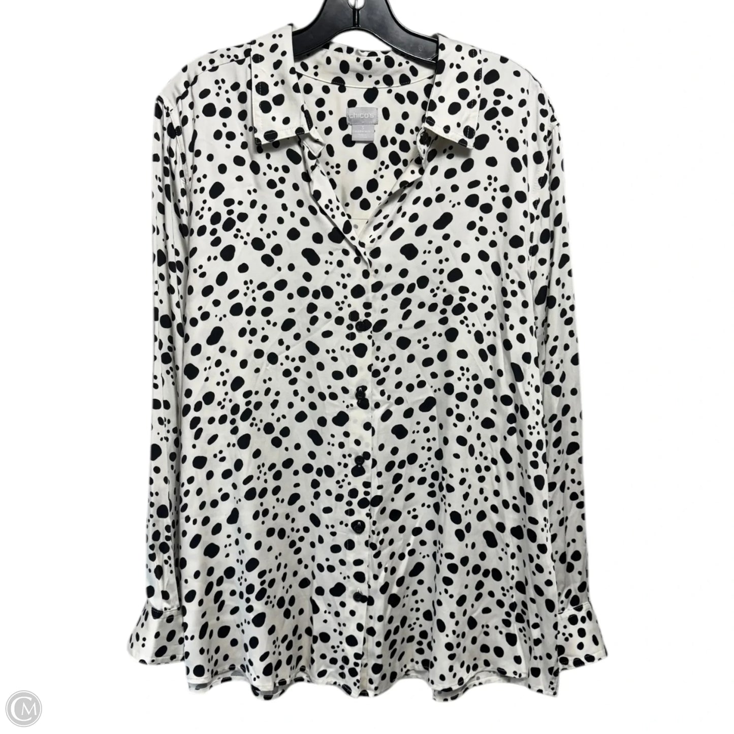 Top Long Sleeve By Chicos In Polkadot Pattern, Size: 16