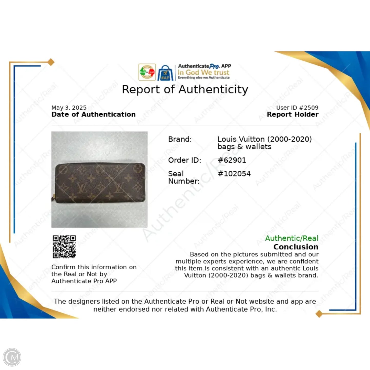 Clémence Portfueille Wallet Luxury Designer By Louis Vuitton, Size: Large