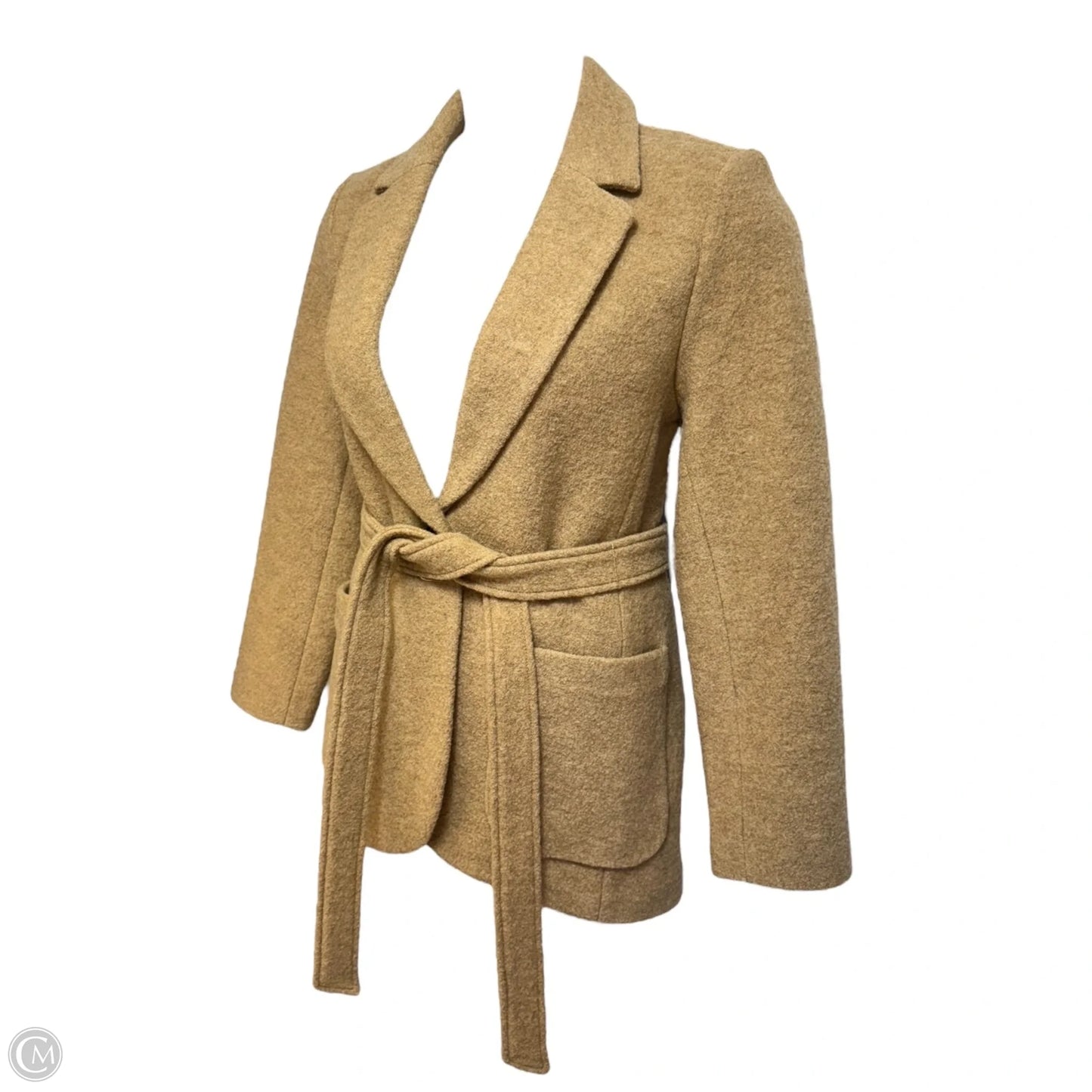 Boiled Wool Belted Coat By J. Crew In Tan, Size: 8