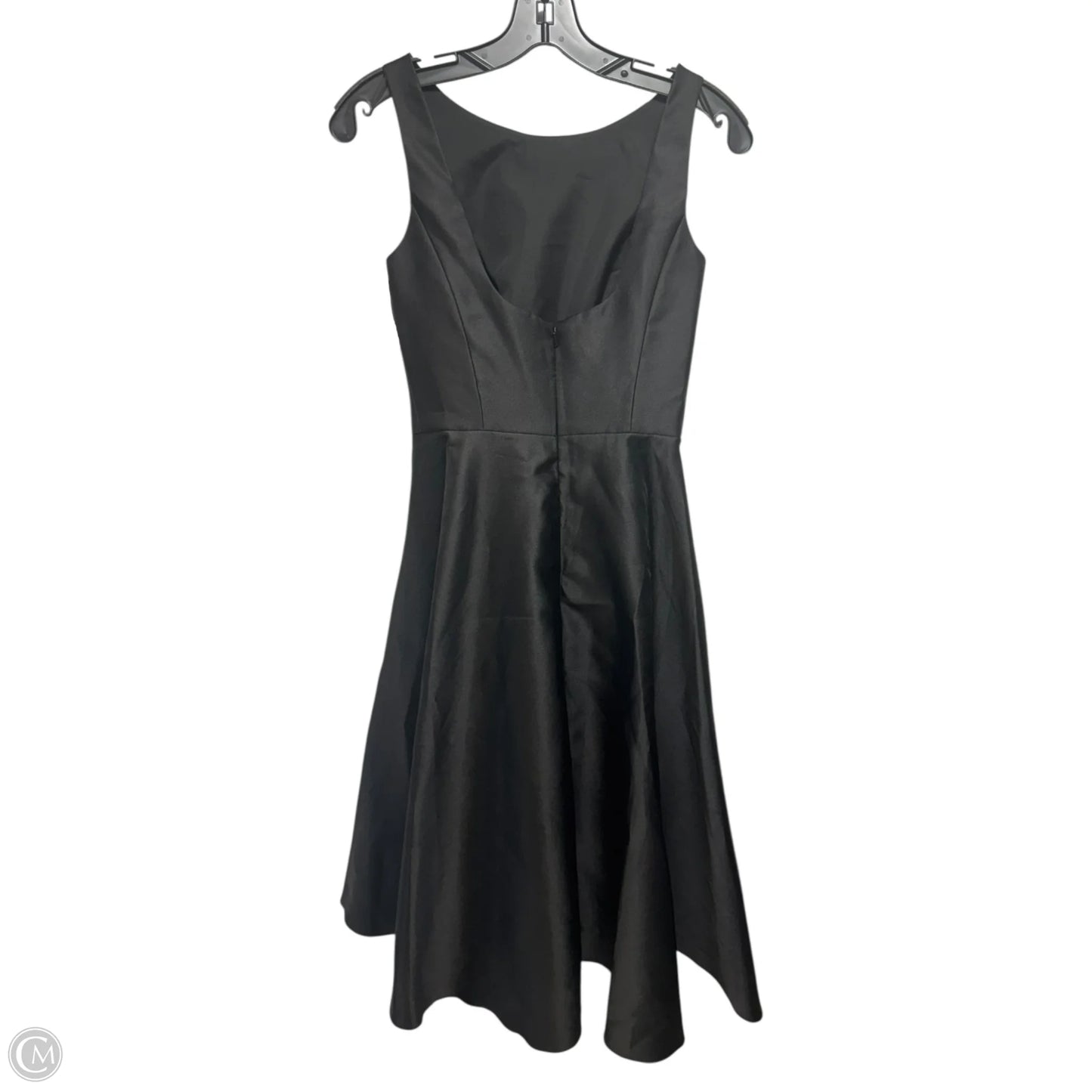 Bateau Neck Satin High Low Cocktail Dress By Alfred Sung In Black, Size: 0