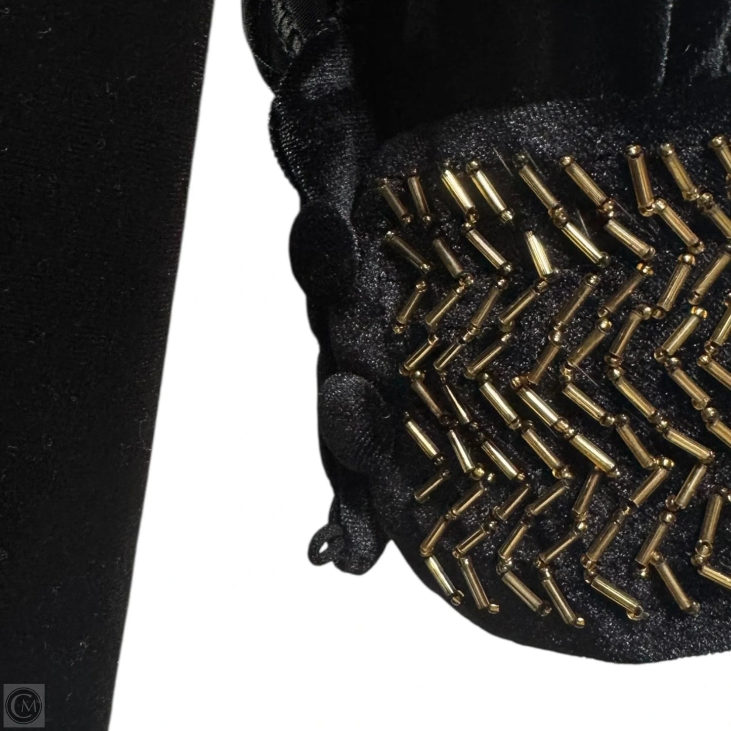 Beaded Velvet Dress Casual Short By Mong Shang Yi Ren In Black & Gold, Size: S