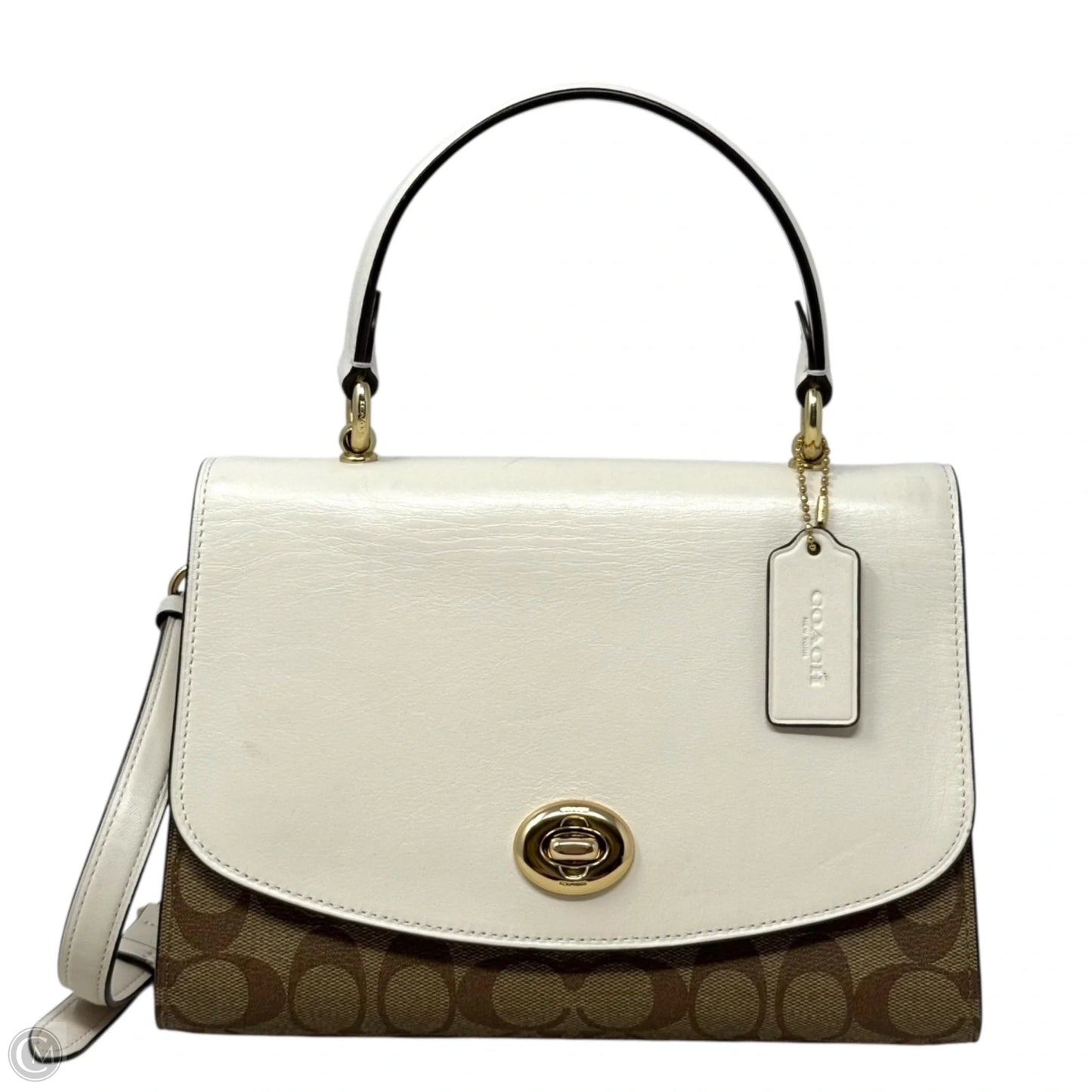 Signature Tilly Satchel Designer By Coach In Khaki/Chalk, Size: Medium