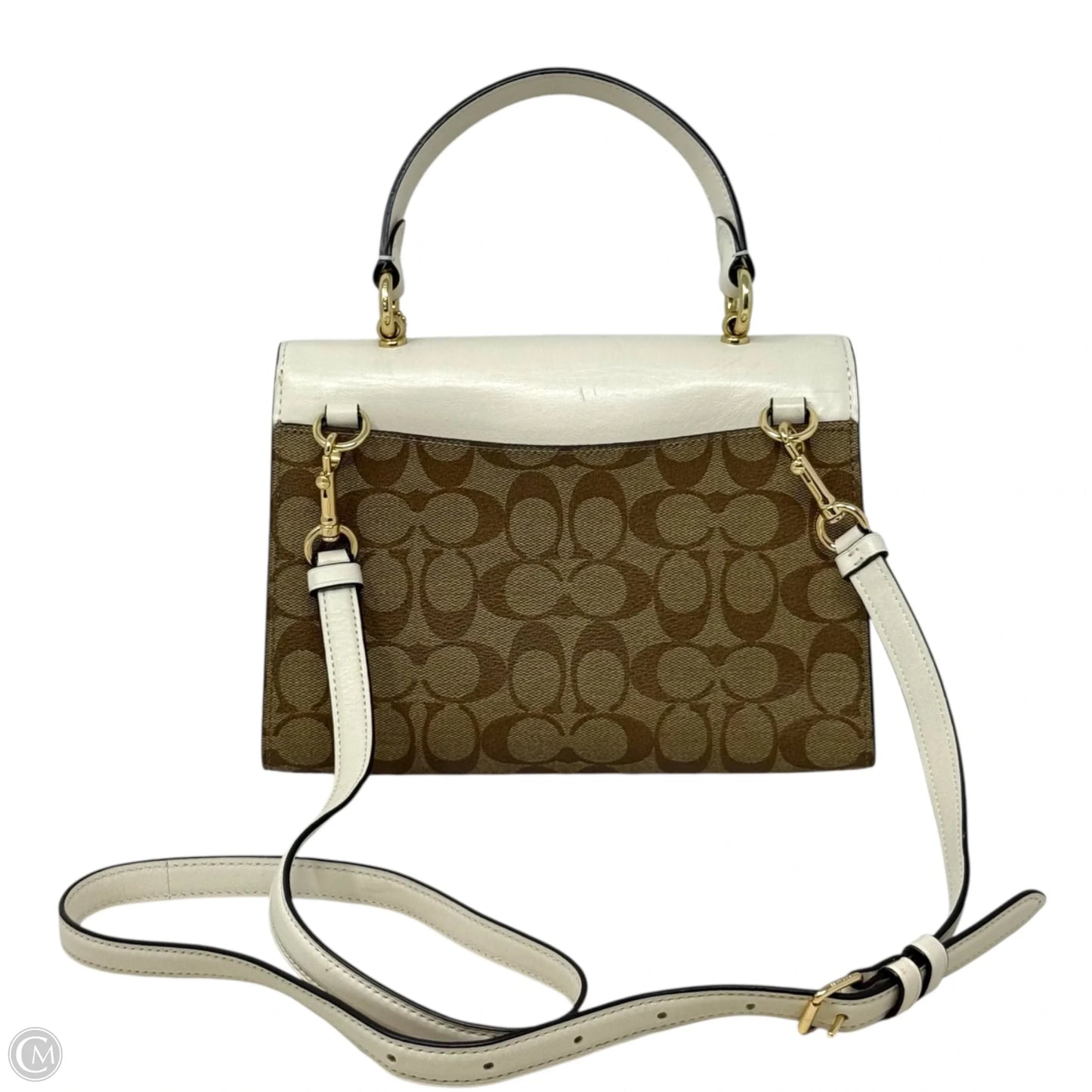 Signature Tilly Satchel Designer By Coach In Khaki/Chalk, Size: Medium