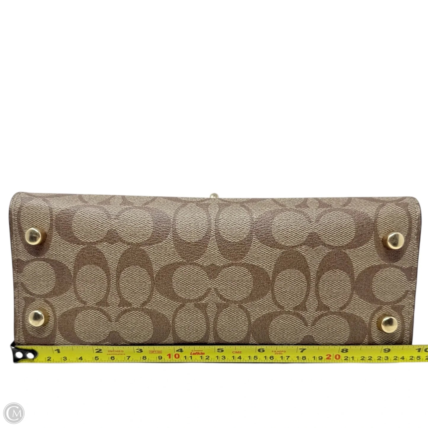 Signature Tilly Satchel Designer By Coach In Khaki/Chalk, Size: Medium