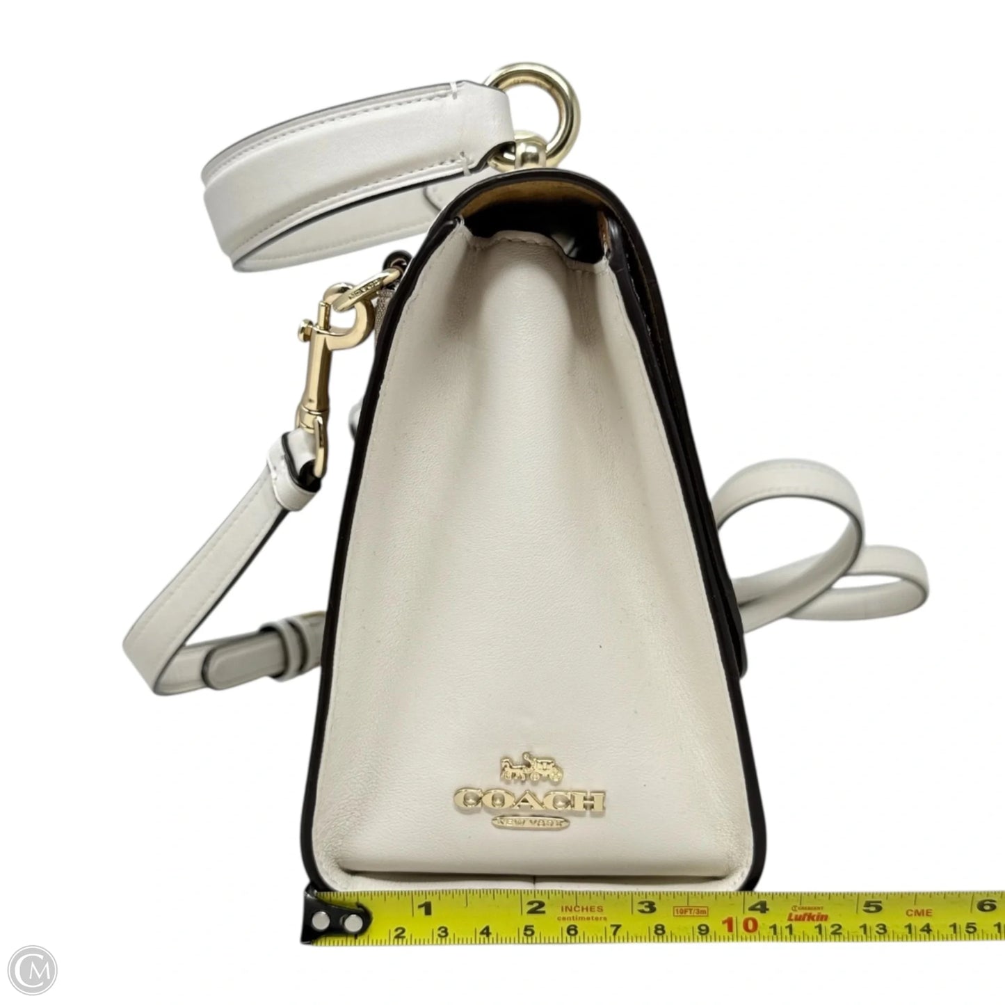Signature Tilly Satchel Designer By Coach In Khaki/Chalk, Size: Medium