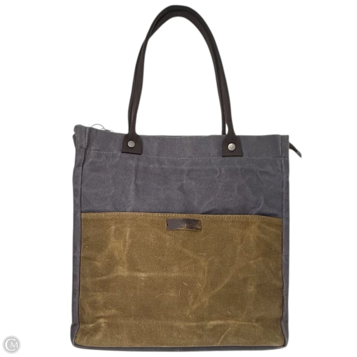 Waxed Canvas Tote Bag with Genuine Leather Trim By Unbranded, Size: Medium