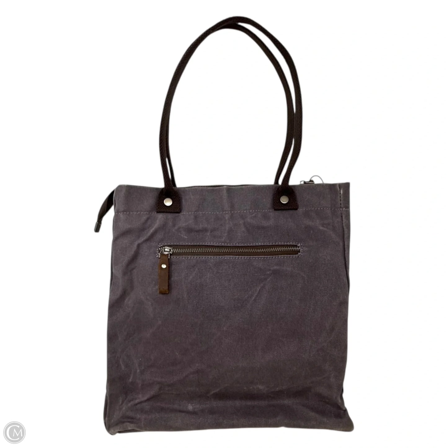 Waxed Canvas Tote Bag with Genuine Leather Trim By Unbranded, Size: Medium