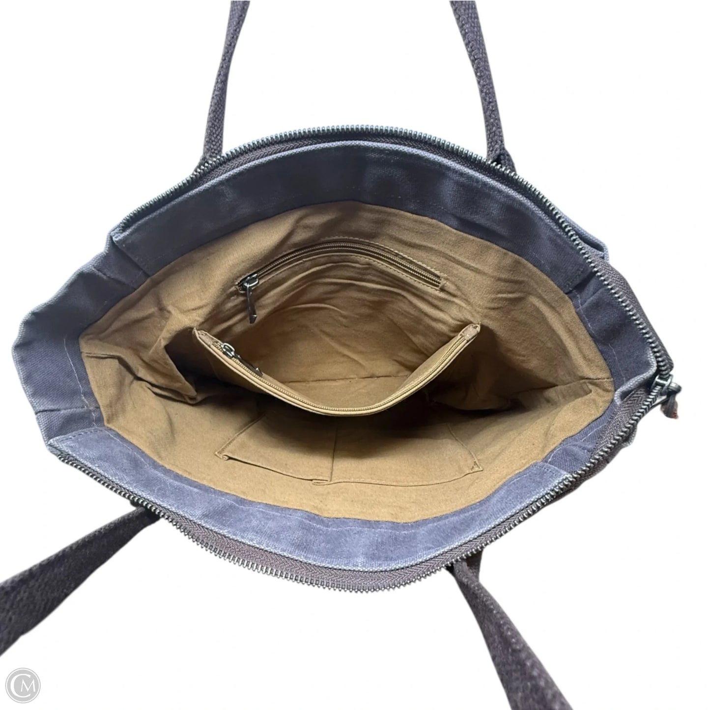 Waxed Canvas Tote Bag with Genuine Leather Trim By Unbranded, Size: Medium